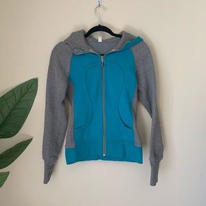 Lululemon | Teal and gray zip up hoodie size 4
